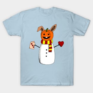 Happy Whatever! Pumpkin Snowman Bunny T-Shirt